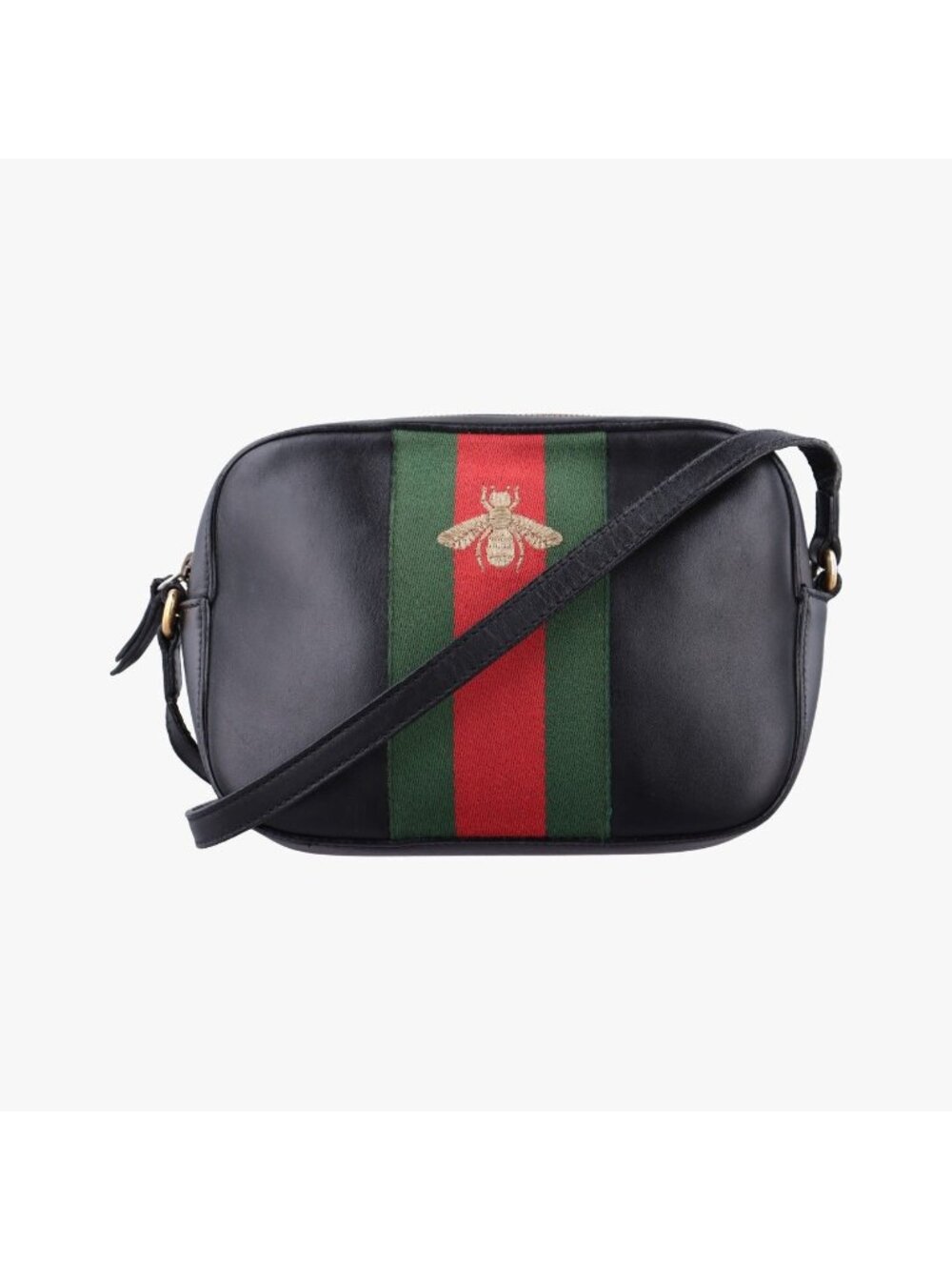 Gucci Bee Web Black Leather